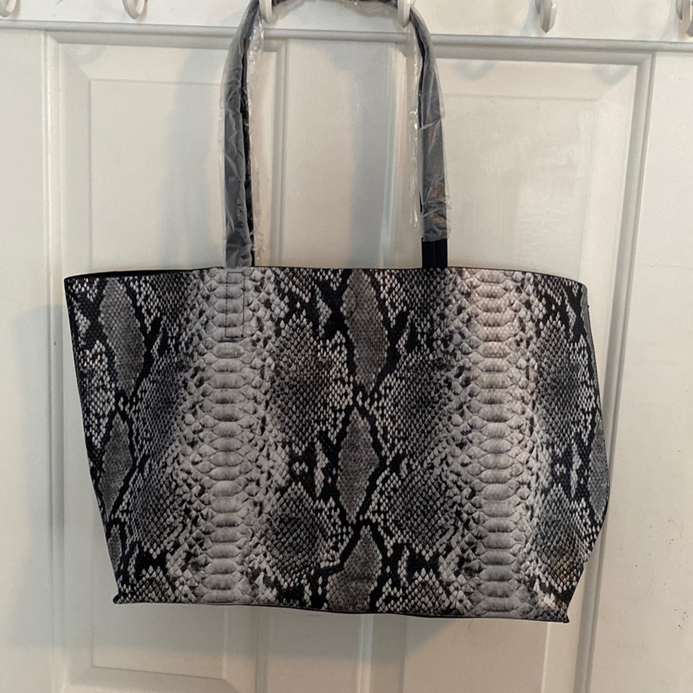 Summer and Rose black snake skin tote